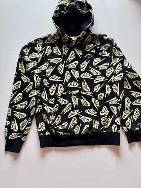 Nike Black Hoodie with Cream Logo Print